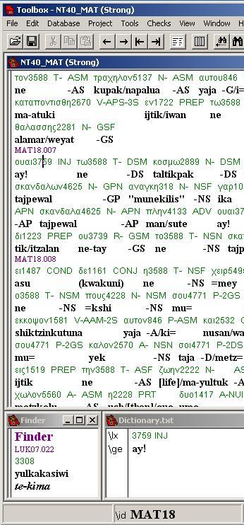 Click to enlarge: Nawat scripture interlinear tool